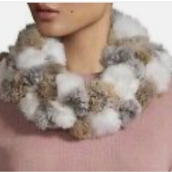 Marcus Adler Rabbit Fur Pom-Pom Infinity Scarf - Picture 7 of 8